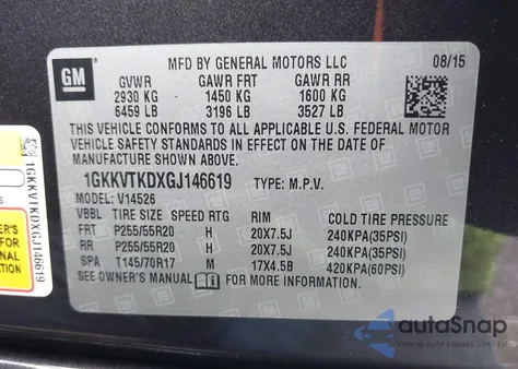 2016 GMC Acadia Denali from USA, damaged, VIN 1GKKVTKDXGJ146619